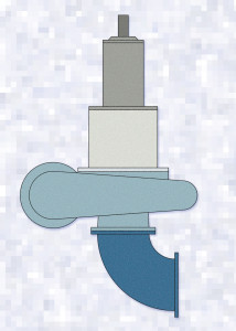 Diagram of volute pump with vertical axis orientation