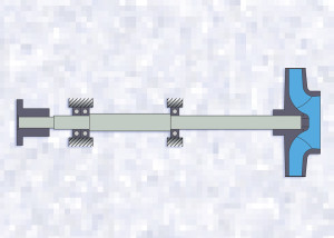 Diagram of overhung impeller supported by rolling element bearings